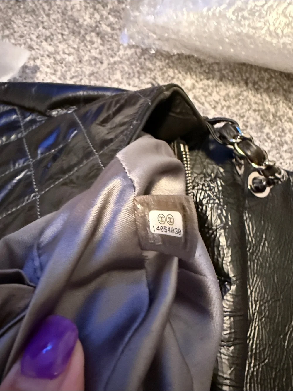 Black Quilted Leather Shoulder Bag with Chain Strap
